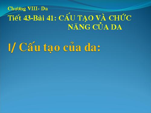 Bài 41. Cấu tạo và chức năng của da