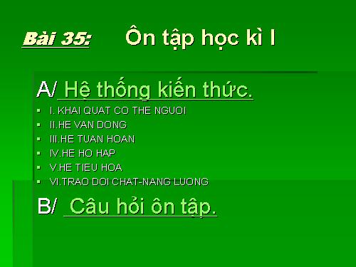 Bài 35. Ôn tập học kì I