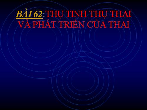Bài 62. Thụ tinh, thụ thai và phát triển của thai