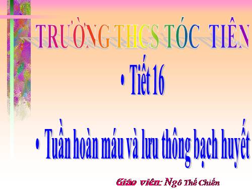 Bài 16. Tuần hoàn máu và lưu thông bạch huyết