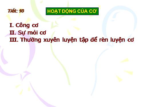 Bài 10. Hoạt động của cơ