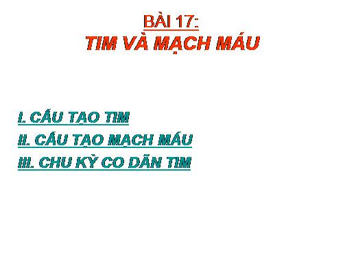 Bài 17. Tim và mạch máu
