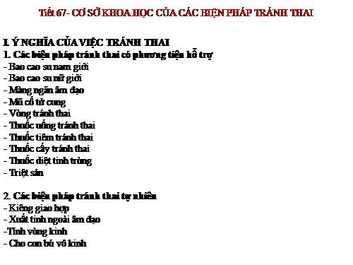 Bài 63. Cơ sở khoa học của các biện pháp tránh thai