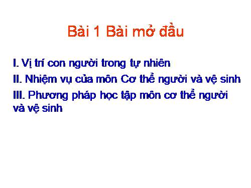 Bài 1. Bài mở đầu