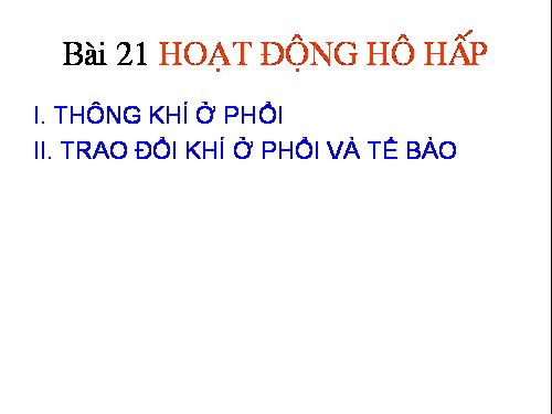 Bài 21. Hoạt động hô hấp