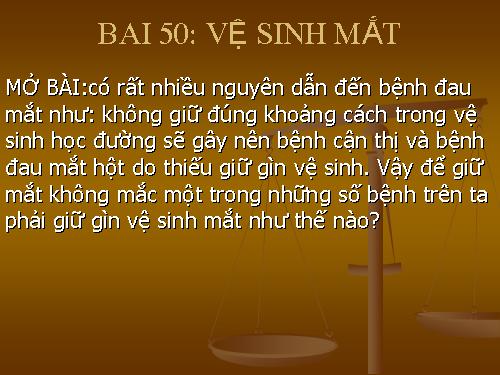 Bài 50 Vệ sinh mắt