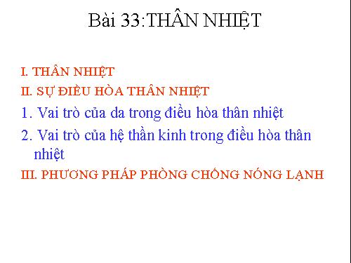 Bài 33. Thân nhiệt