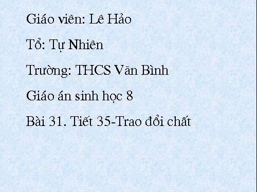 Bài 31. Trao đổi chất