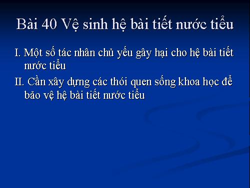 Bài 40. Vệ sinh hệ bài tiết nước tiểu