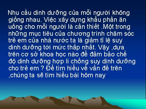 Bài 36. Tiêu chuẩn ăn uống. Nguyên tắc lập khẩu phần