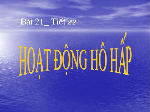 Bài 21. Hoạt động hô hấp