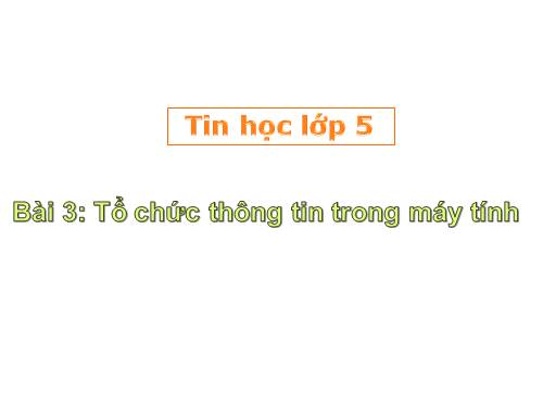 Chương I. Bài 3. Tổ chức thông tin trong máy tính