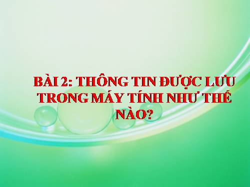 Chương I. Bài 2. Thông tin được lưu trong máy tính như thế nào?