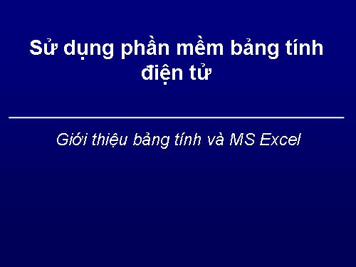 Giới thiệu Excel 1