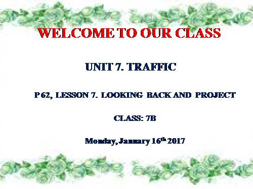 Unit 07. Traffic. Lesson 7. Looking back & project