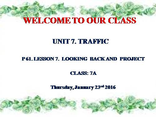 Unit 07. Traffic. Lesson 7. Looking back & project