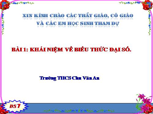 Chương IV. §1. Khái niệm về biểu thức đại số