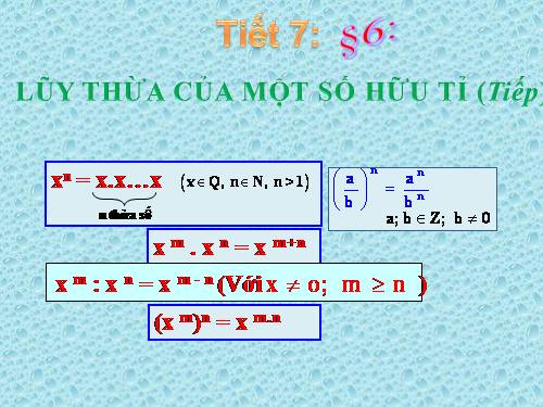 Chương I. §6. Lũy thừa của một số hữu tỉ (tiếp)