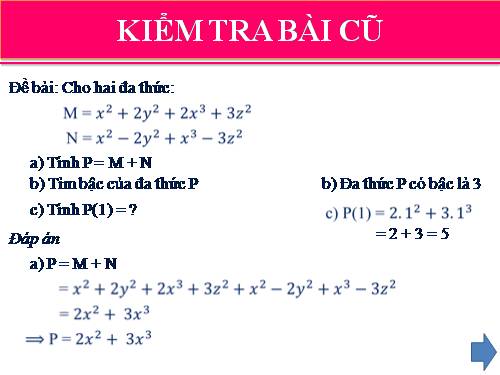 Chương IV. §7. Đa thức một biến