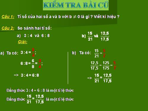 Chương I. §7. Tỉ lệ thức