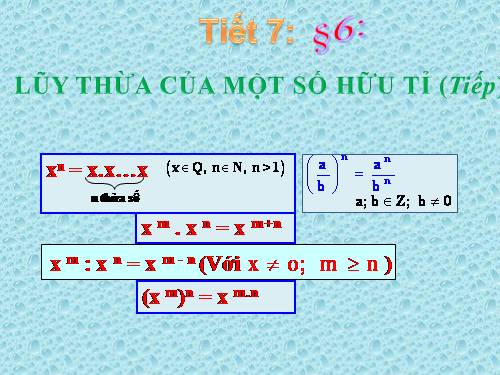 Chương I. §6. Lũy thừa của một số hữu tỉ (tiếp)