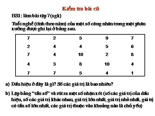 Chương III. §2. Bảng tần số các giá trị của dấu hiệu