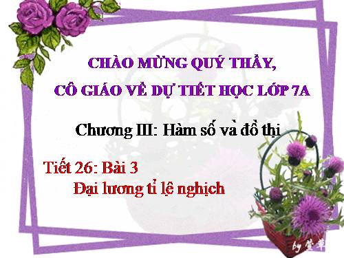 Chương II. §3. Đại lượng tỉ lệ nghịch