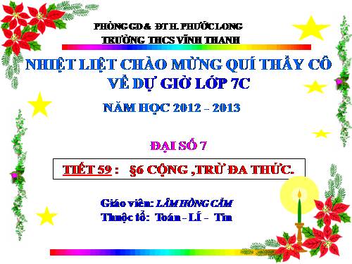 Chương IV. §6. Cộng, trừ đa thức