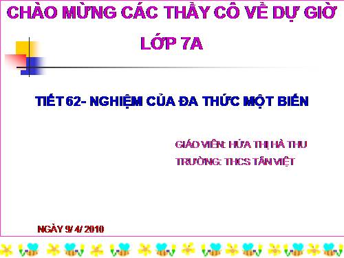 Chương IV. §9. Nghiệm của đa thức một biến