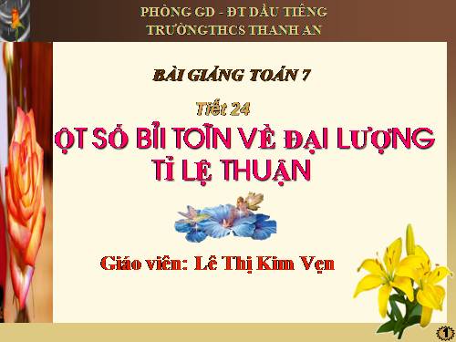 Chương II. §2. Một số bài toán về đại lượng tỉ lệ thuận