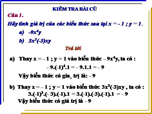 Chương IV. §3. Đơn thức