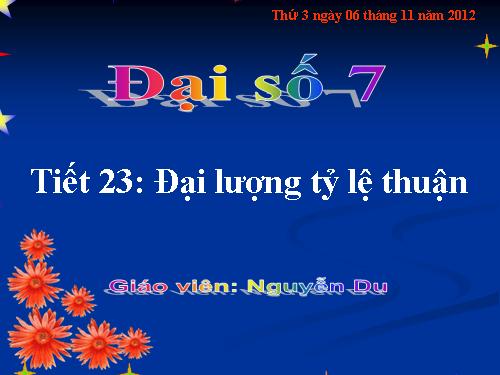 Chương II. §1. Đại lượng tỉ lệ thuận