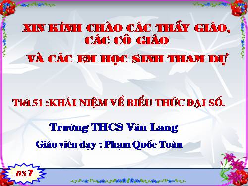 Chương IV. §1. Khái niệm về biểu thức đại số