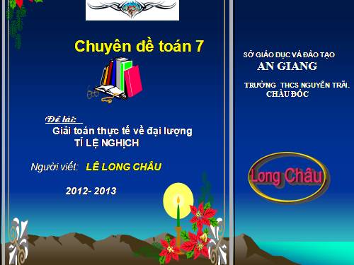 Chương II. §4. Một số bài toán về đại lượng tỉ lệ nghịch