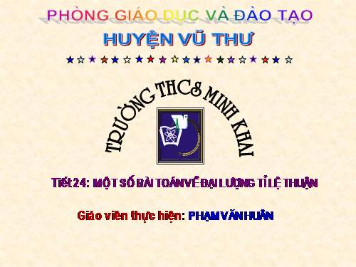 Chương II. §2. Một số bài toán về đại lượng tỉ lệ thuận