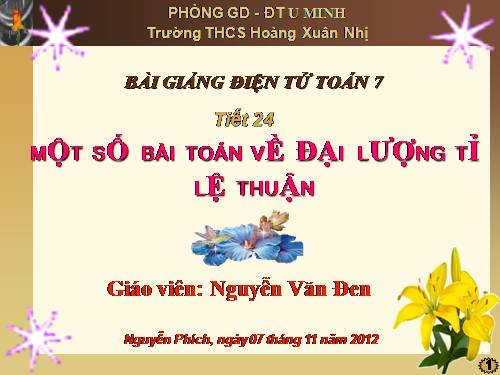 Chương II. §2. Một số bài toán về đại lượng tỉ lệ thuận