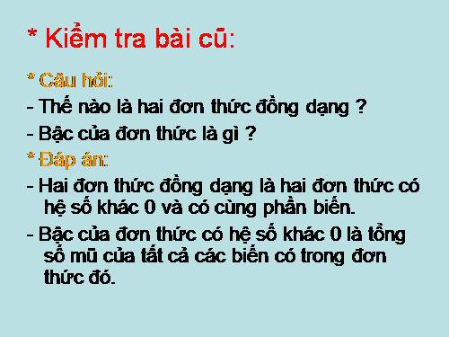 Chương IV. §5. Đa thức