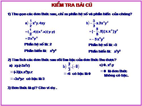 Chương IV. §4. Đơn thức đồng dạng