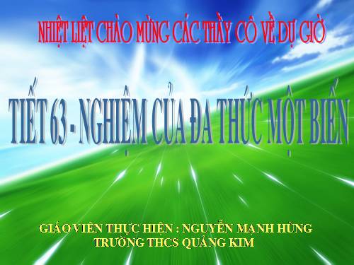 Chương IV. §9. Nghiệm của đa thức một biến