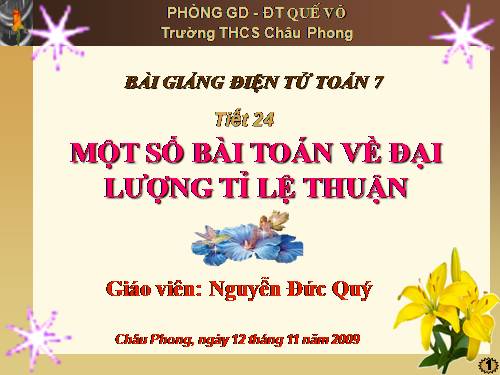 Chương II. §2. Một số bài toán về đại lượng tỉ lệ thuận