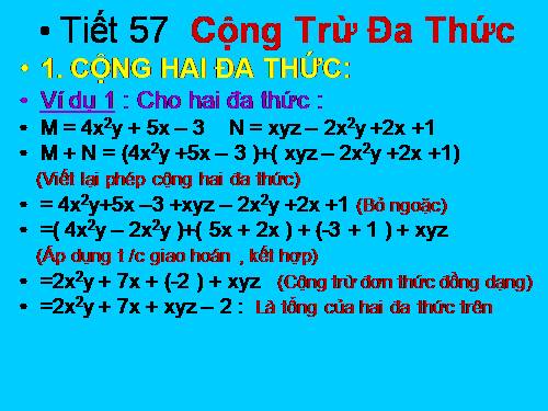 Chương IV. §6. Cộng, trừ đa thức