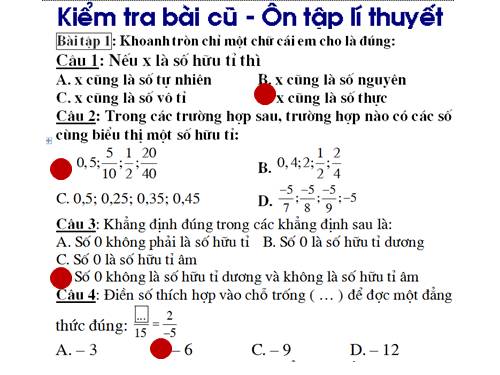 Ôn tập Chương I. Số hữu tỉ. Số thực