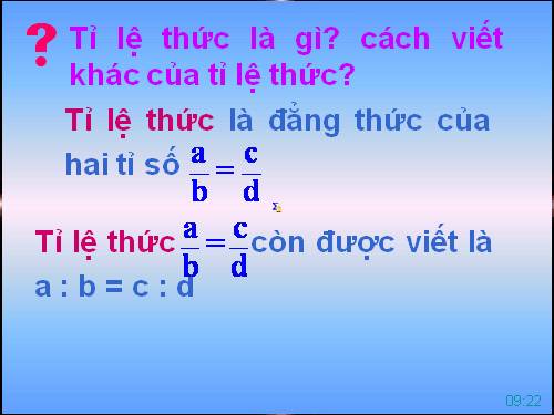 Chương I. §7. Tỉ lệ thức