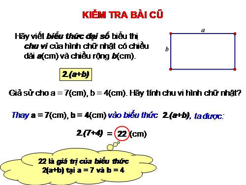 Chương IV. §2. Giá trị của một biểu thức đại số