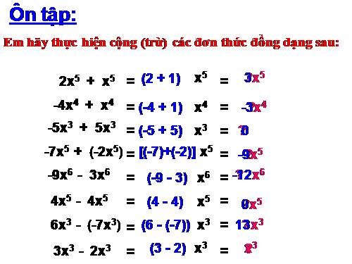 Chương IV. §6. Cộng, trừ đa thức