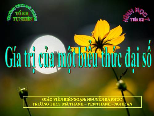 Chương IV. §2. Giá trị của một biểu thức đại số