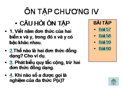 Ôn tập Chương IV. Biểu thức đại số