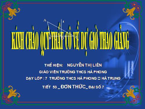 Chương IV. §3. Đơn thức