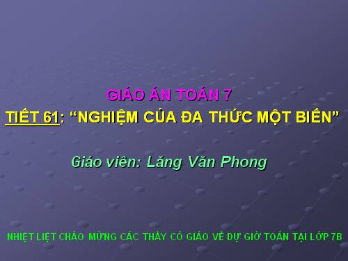 Chương IV. §9. Nghiệm của đa thức một biến