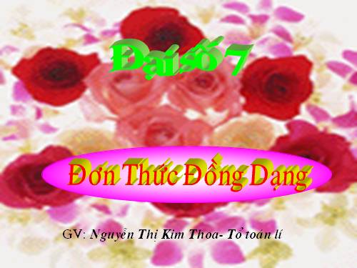 Chương IV. §4. Đơn thức đồng dạng